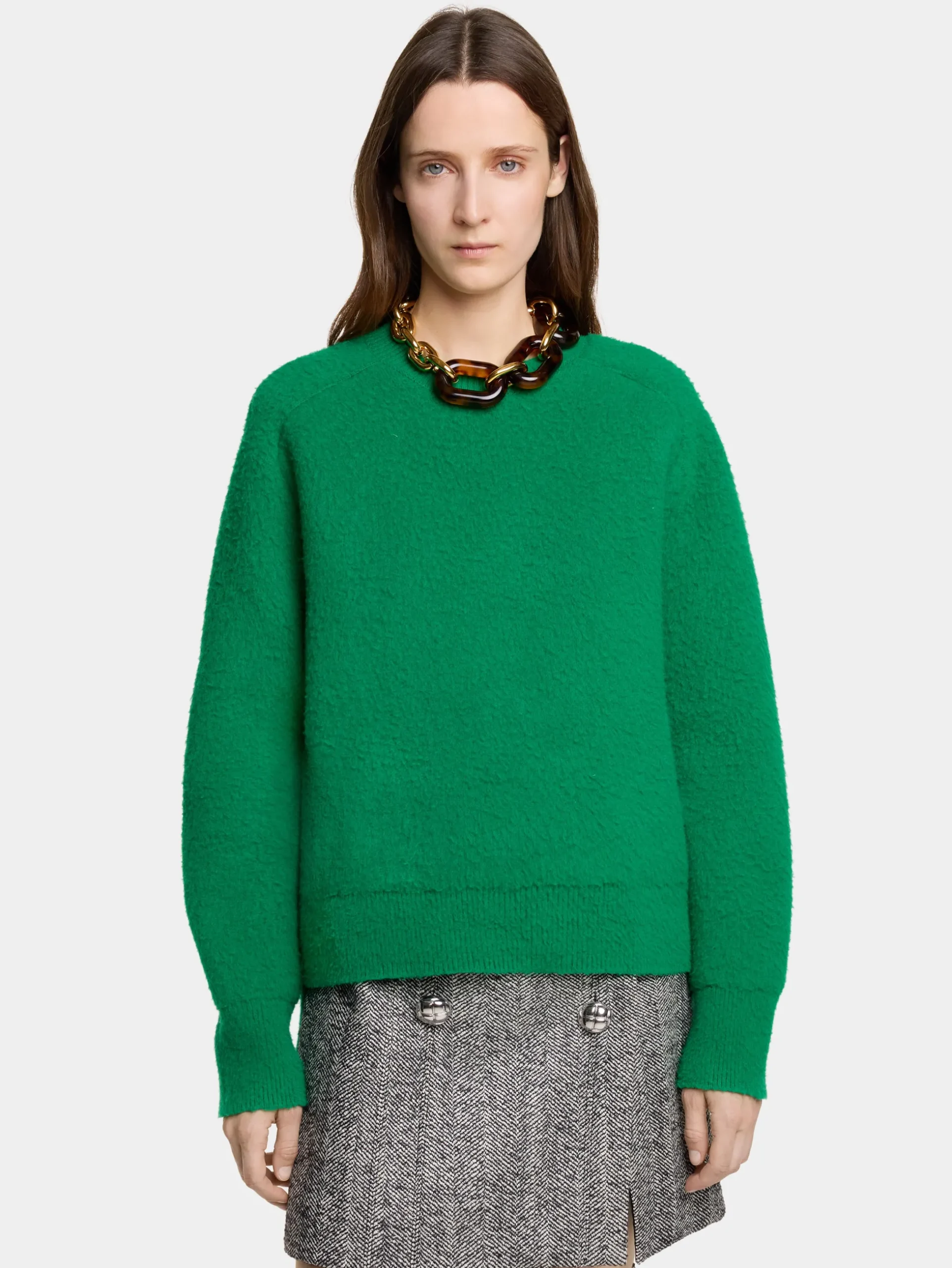 A-LINE MINI SKIRT IN HERRINGBONE WOOL | Rabanne New