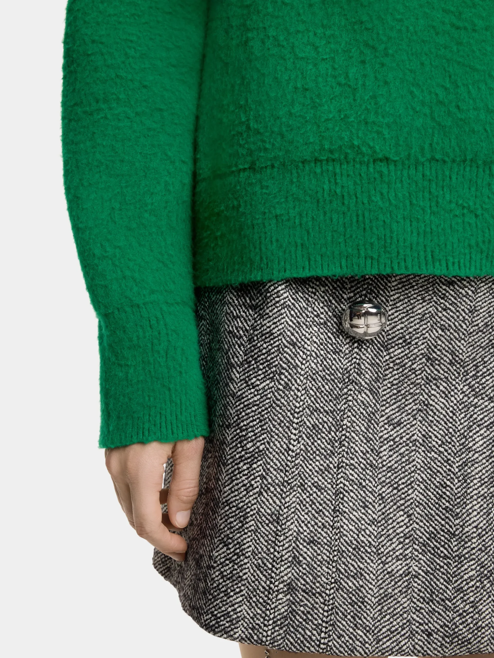 A-LINE MINI SKIRT IN HERRINGBONE WOOL | Rabanne New