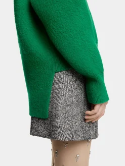 A-LINE MINI SKIRT IN HERRINGBONE WOOL | Rabanne New
