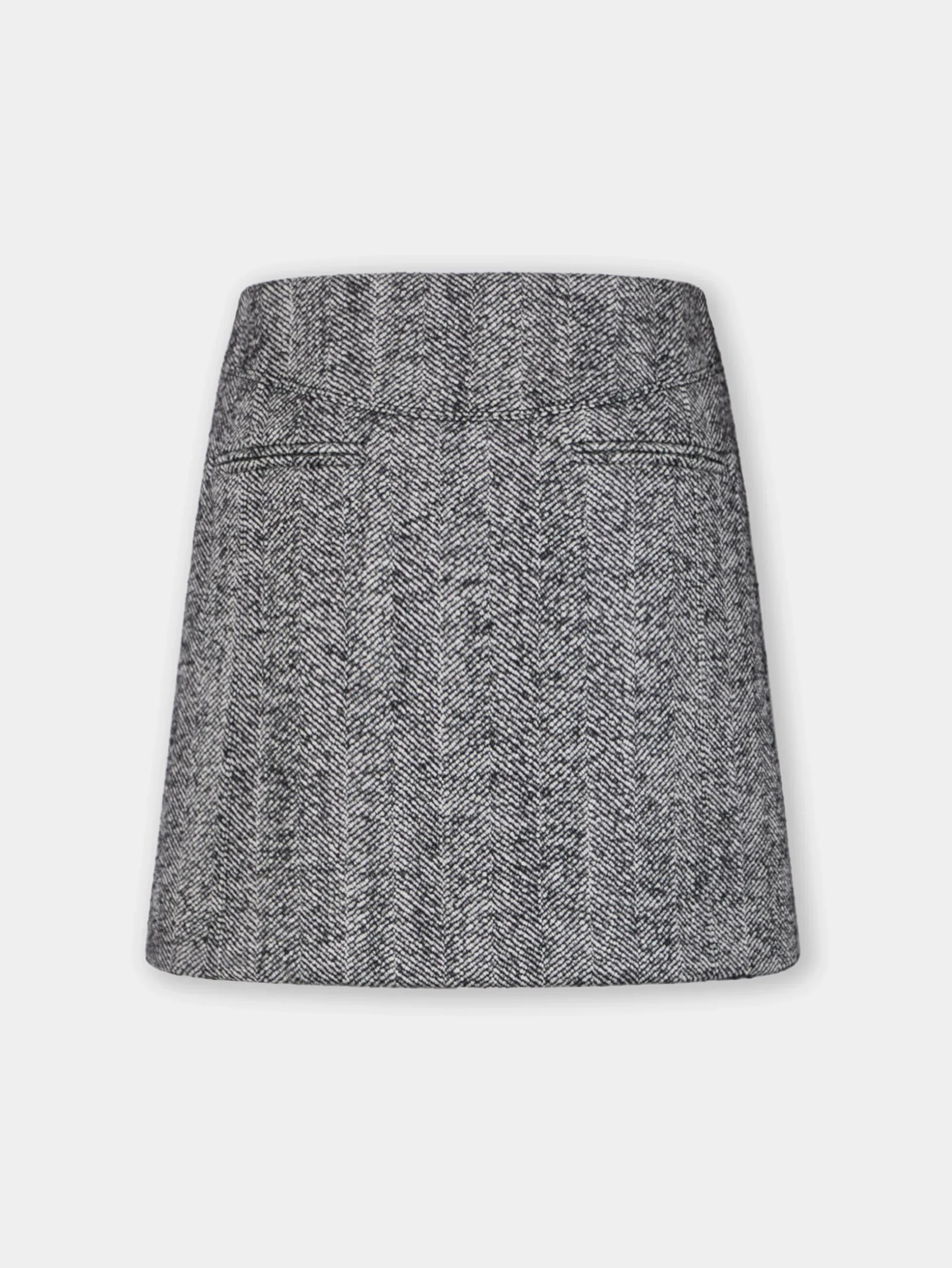 A-LINE MINI SKIRT IN HERRINGBONE WOOL | Rabanne New
