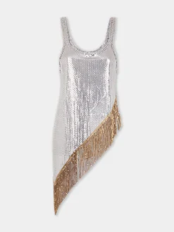 Asymetrical chainmail top with golden metallic fringes | Rabanne Cheap
