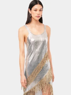 Asymetrical chainmail top with golden metallic fringes | Rabanne Cheap