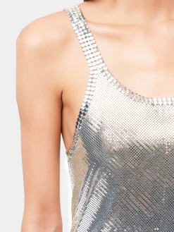 Asymetrical chainmail top with golden metallic fringes | Rabanne Cheap