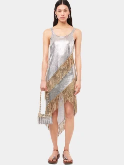 Asymetrical chainmail top with golden metallic fringes | Rabanne Cheap