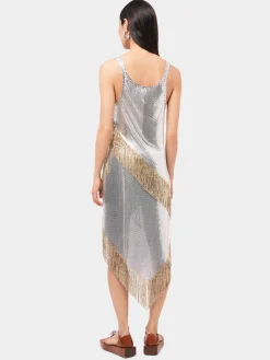 Asymetrical chainmail top with golden metallic fringes | Rabanne Cheap