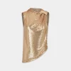 ASYMETRICAL DRAPED TOP IN MESH | Rabanne Online