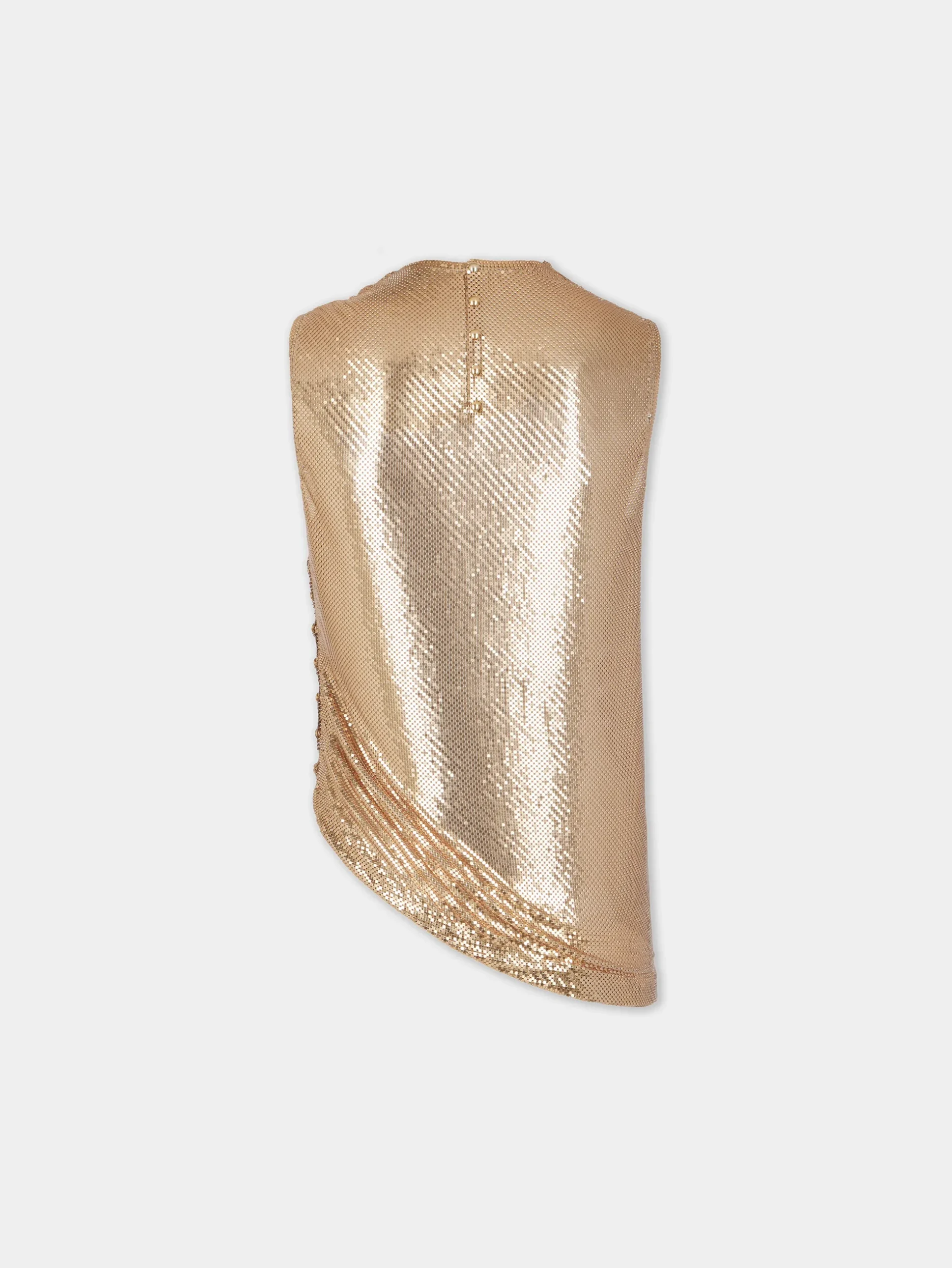 ASYMETRICAL DRAPED TOP IN MESH | Rabanne Online