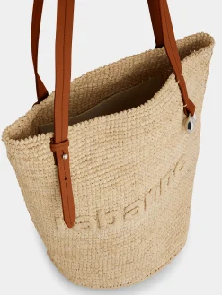 Beige Raffia Tote Bag with logo | Rabanne Store