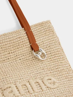 Beige Raffia Tote Bag with logo | Rabanne Store