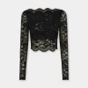 BLACK CROP TOP IN LACE | Rabanne New