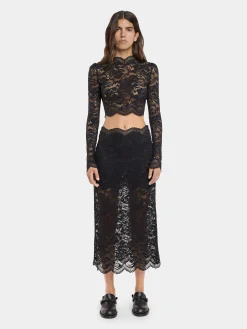 BLACK CROP TOP IN LACE | Rabanne New