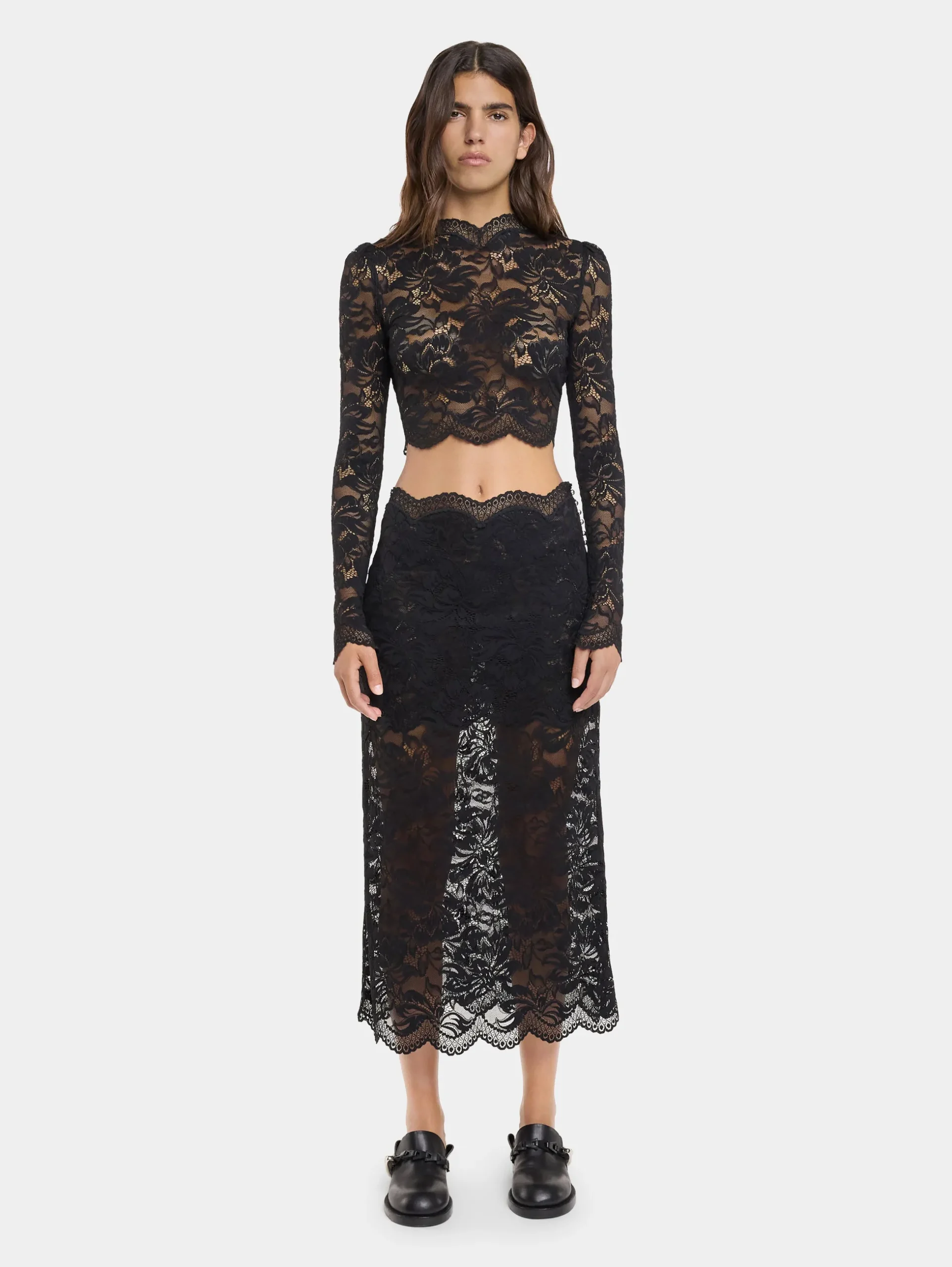 BLACK CROP TOP IN LACE | Rabanne New