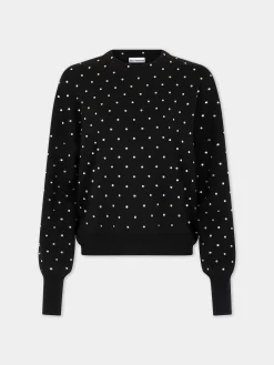 BLACK CRYSTAL-EMBELLISHED SWEATER IN WOOL | Rabanne Outlet