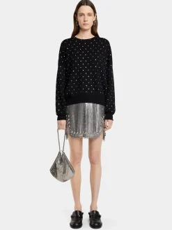 BLACK CRYSTAL-EMBELLISHED SWEATER IN WOOL | Rabanne Outlet