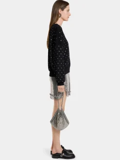 BLACK CRYSTAL-EMBELLISHED SWEATER IN WOOL | Rabanne Outlet