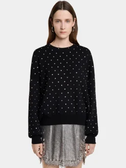 BLACK CRYSTAL-EMBELLISHED SWEATER IN WOOL | Rabanne Outlet