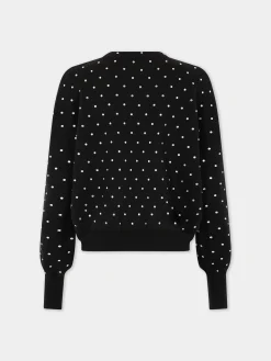 BLACK CRYSTAL-EMBELLISHED SWEATER IN WOOL | Rabanne Outlet