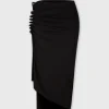 BLACK drapé pression MID-LENGTH SLIT SKIRT | Rabanne Discount