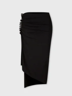 BLACK drapé pression MID-LENGTH SLIT SKIRT | Rabanne Discount