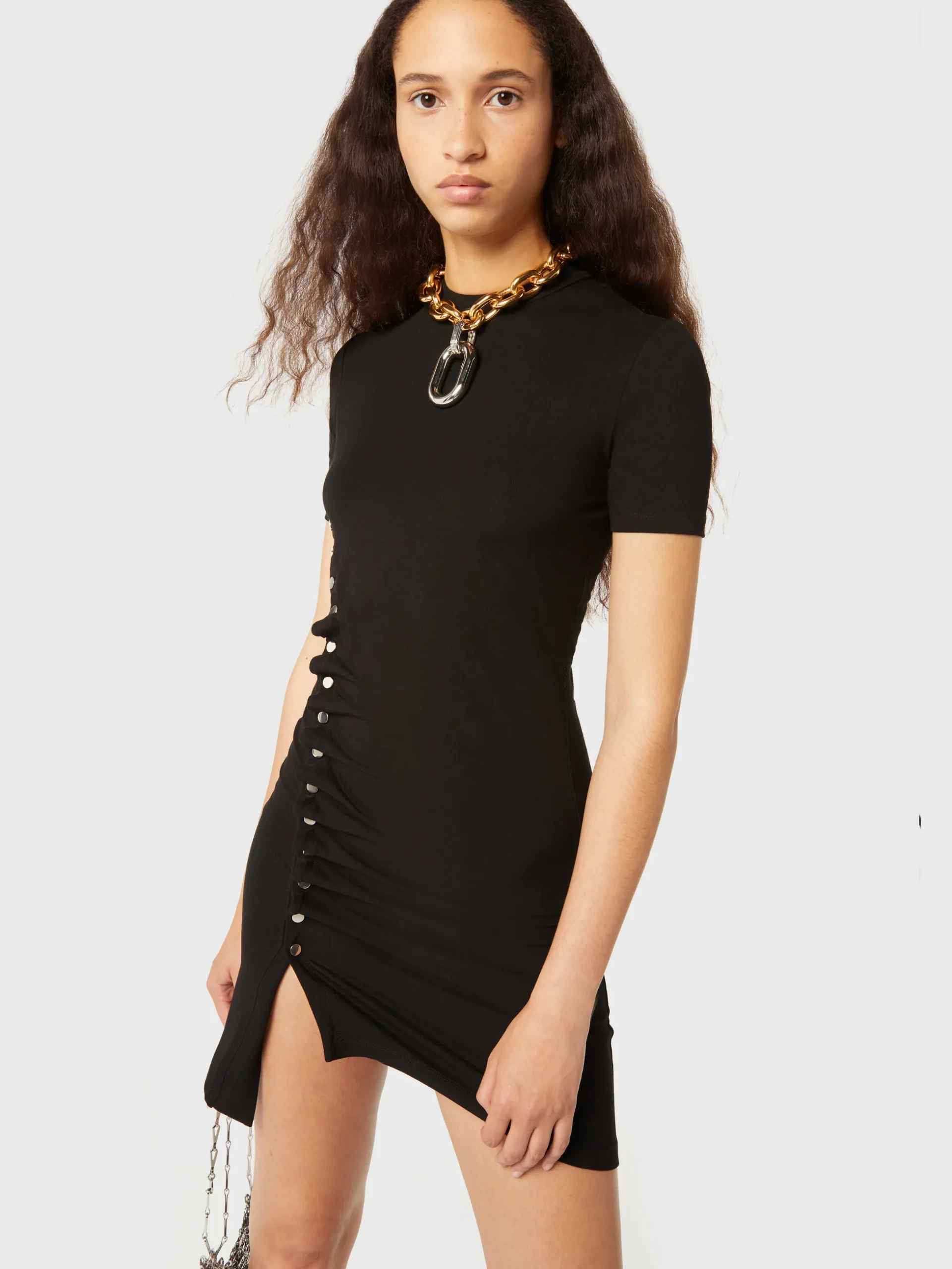 Black drapé pression mini dress | Rabanne Shop