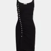 Black drapé pression short dress | Rabanne Sale