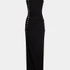 black drapé pression sleevless dress | Rabanne Fashion