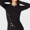 Black drapé pression top in jersey | Rabanne Flash Sale