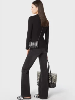 Black drapé pression top in jersey | Rabanne Flash Sale