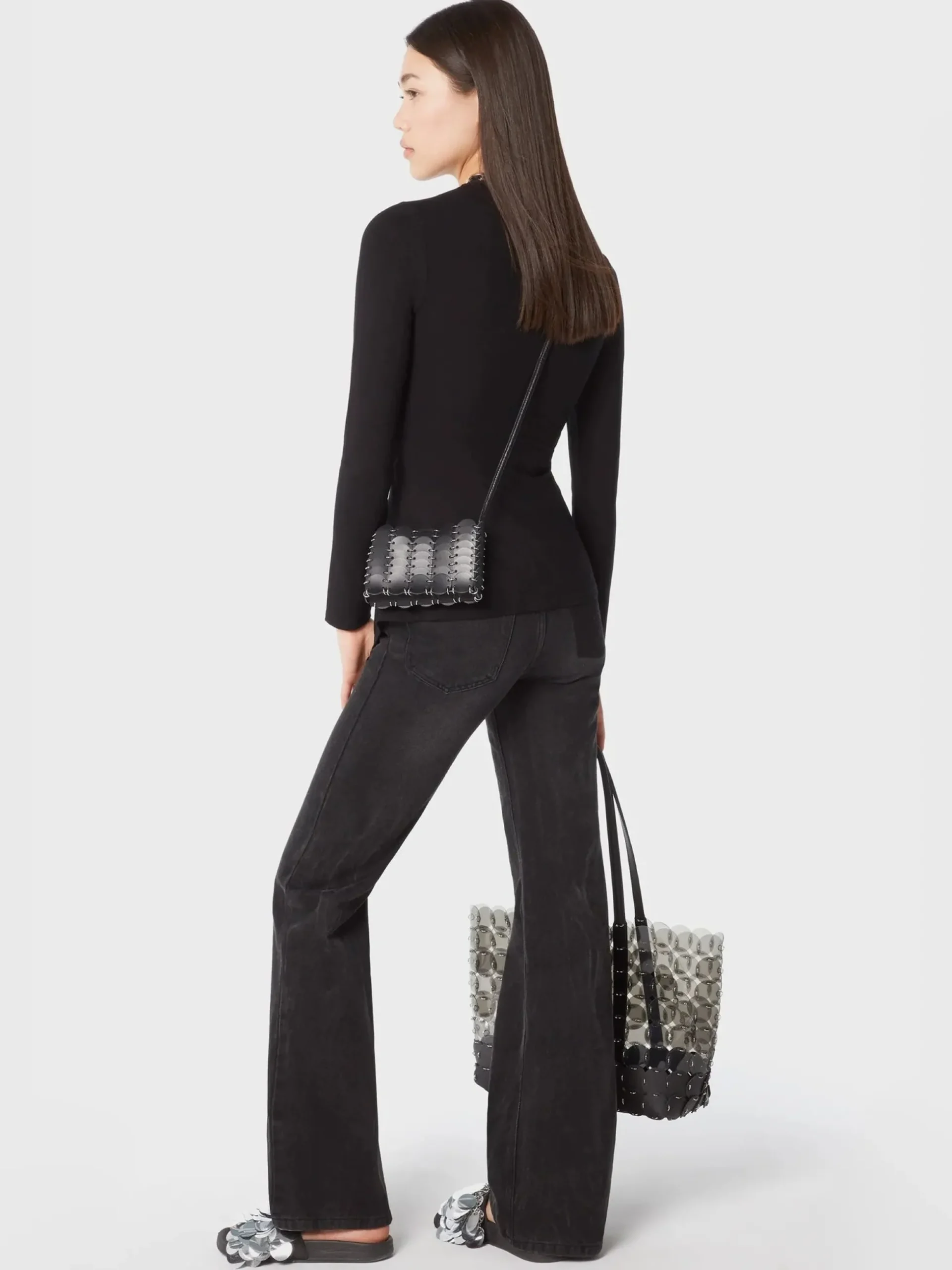 Black drapé pression top in jersey | Rabanne Flash Sale