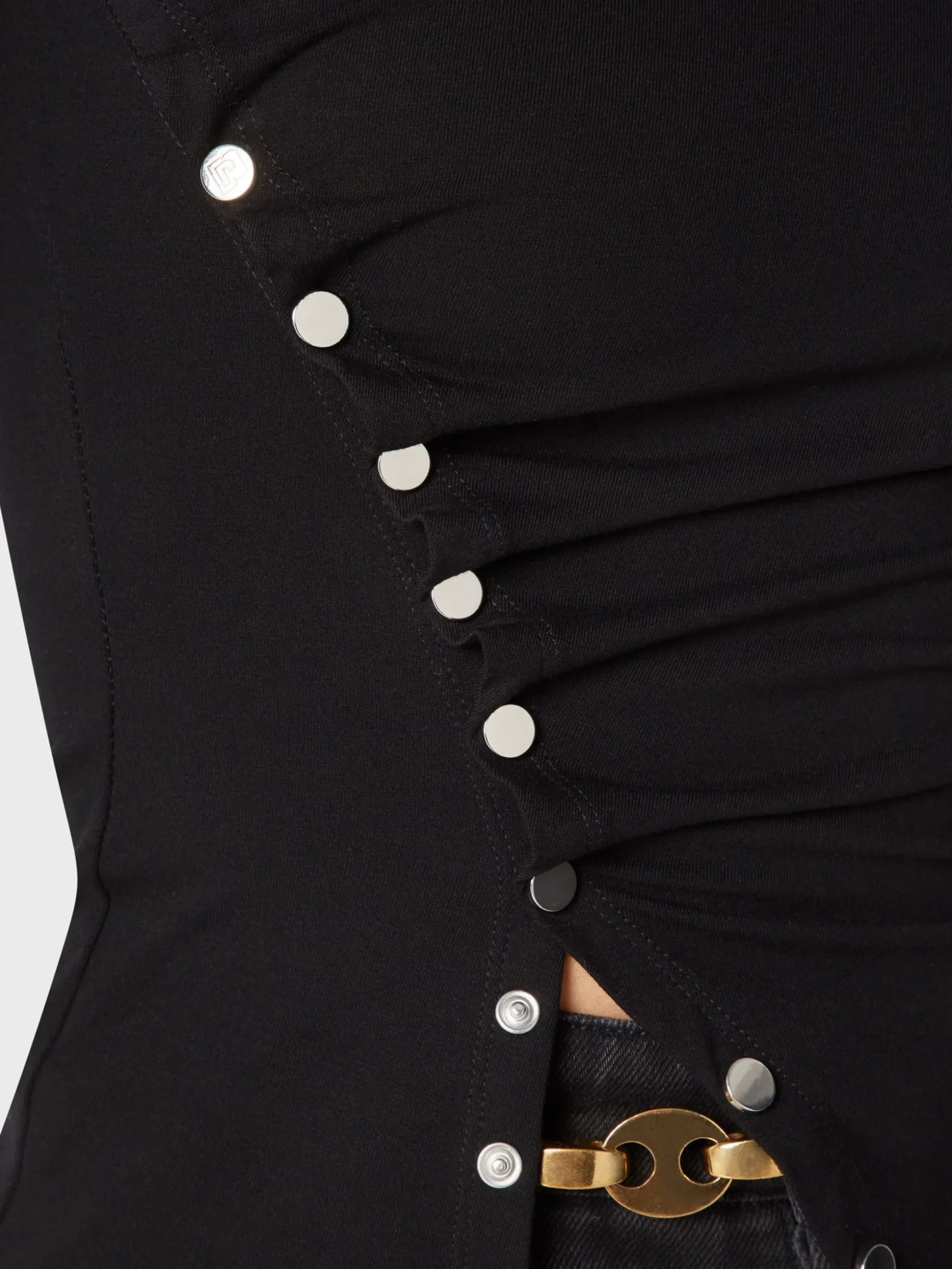 Black drapé pression top in jersey | Rabanne Flash Sale