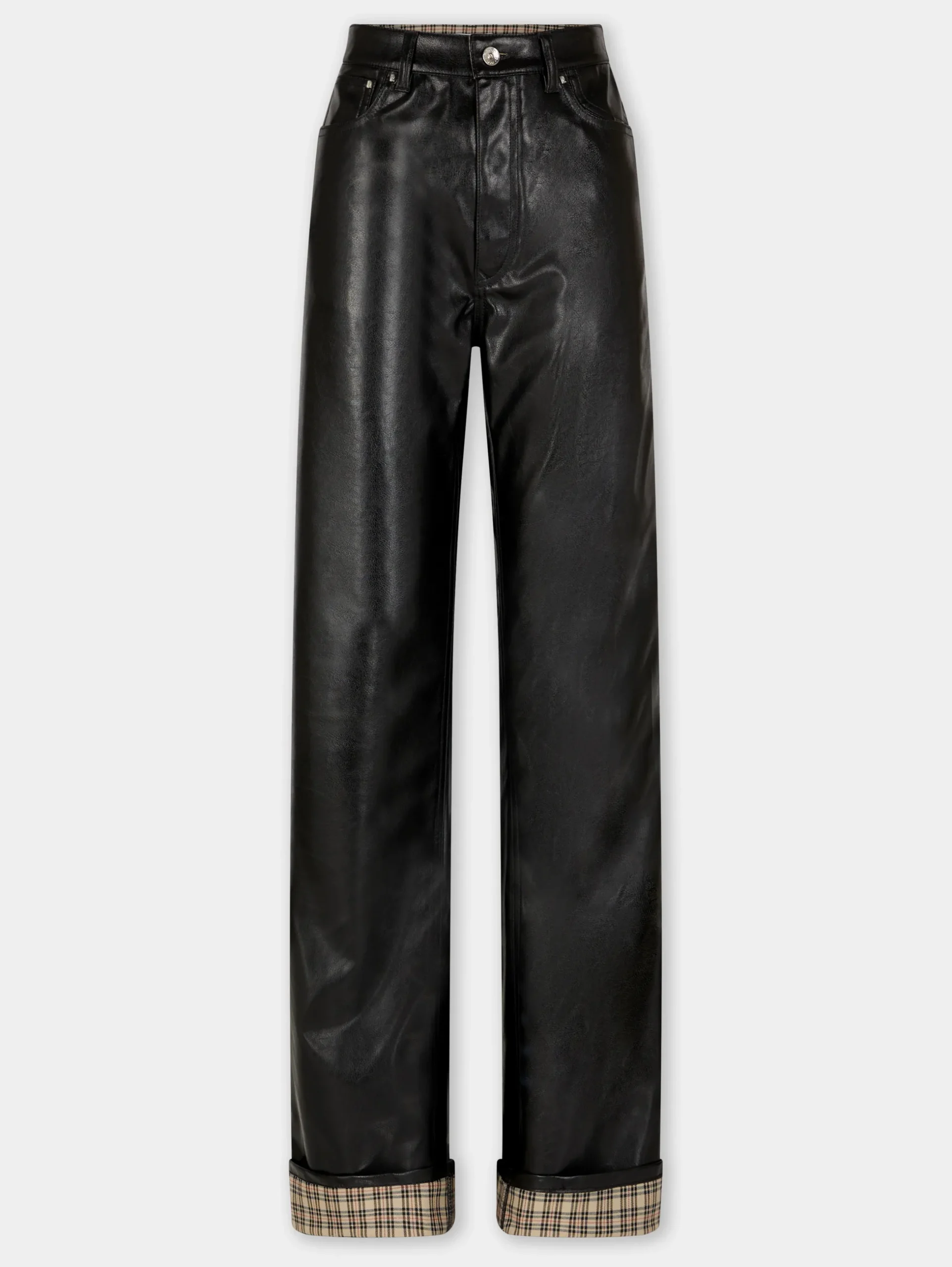 BLACK FLARED TROUSERS IN IMITATION LEATHER | Rabanne Flash Sale