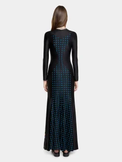 BLACK FLORAL LONG DRESS IN JERSEY | Rabanne Store