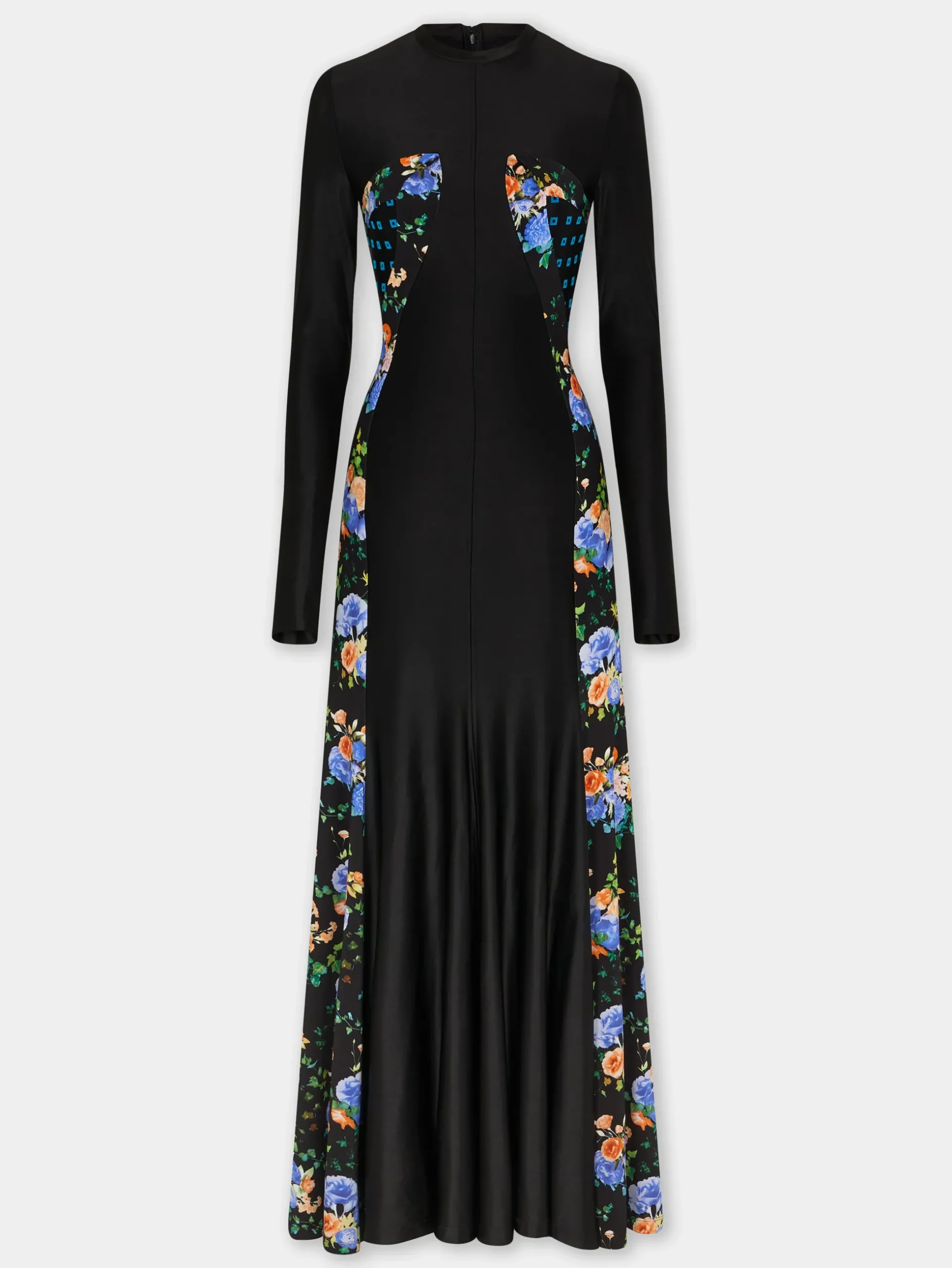 BLACK FLORAL LONG DRESS IN JERSEY | Rabanne Store