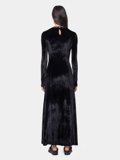 BLACK LONG DRAPED DRESS IN VELVET | Rabanne Cheap