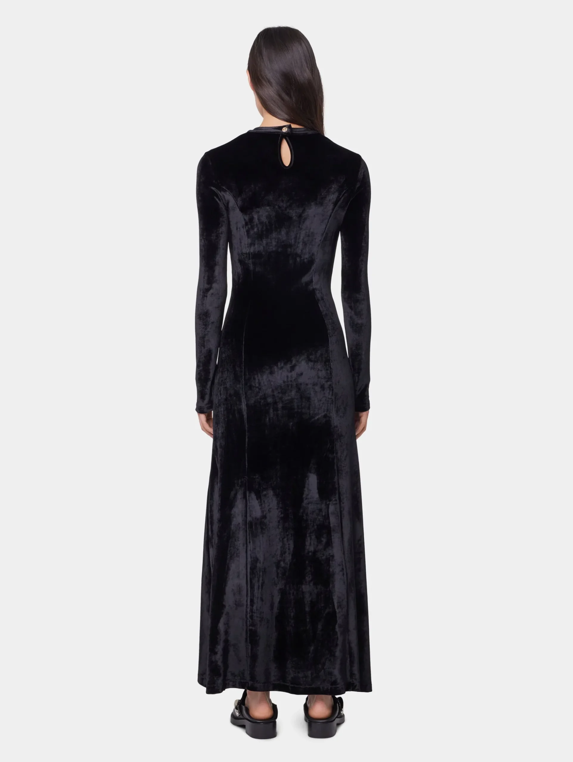 BLACK LONG DRAPED DRESS IN VELVET | Rabanne Cheap