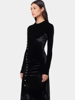 BLACK LONG DRAPED DRESS IN VELVET | Rabanne Cheap