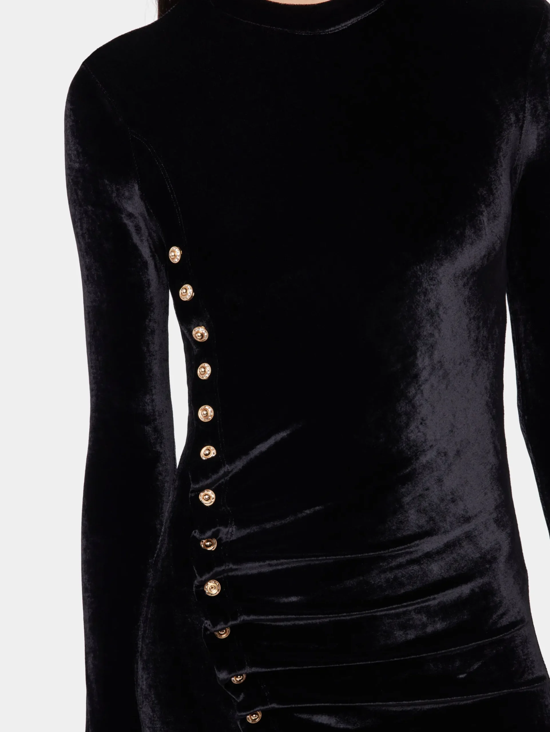 BLACK LONG DRAPED DRESS IN VELVET | Rabanne Cheap