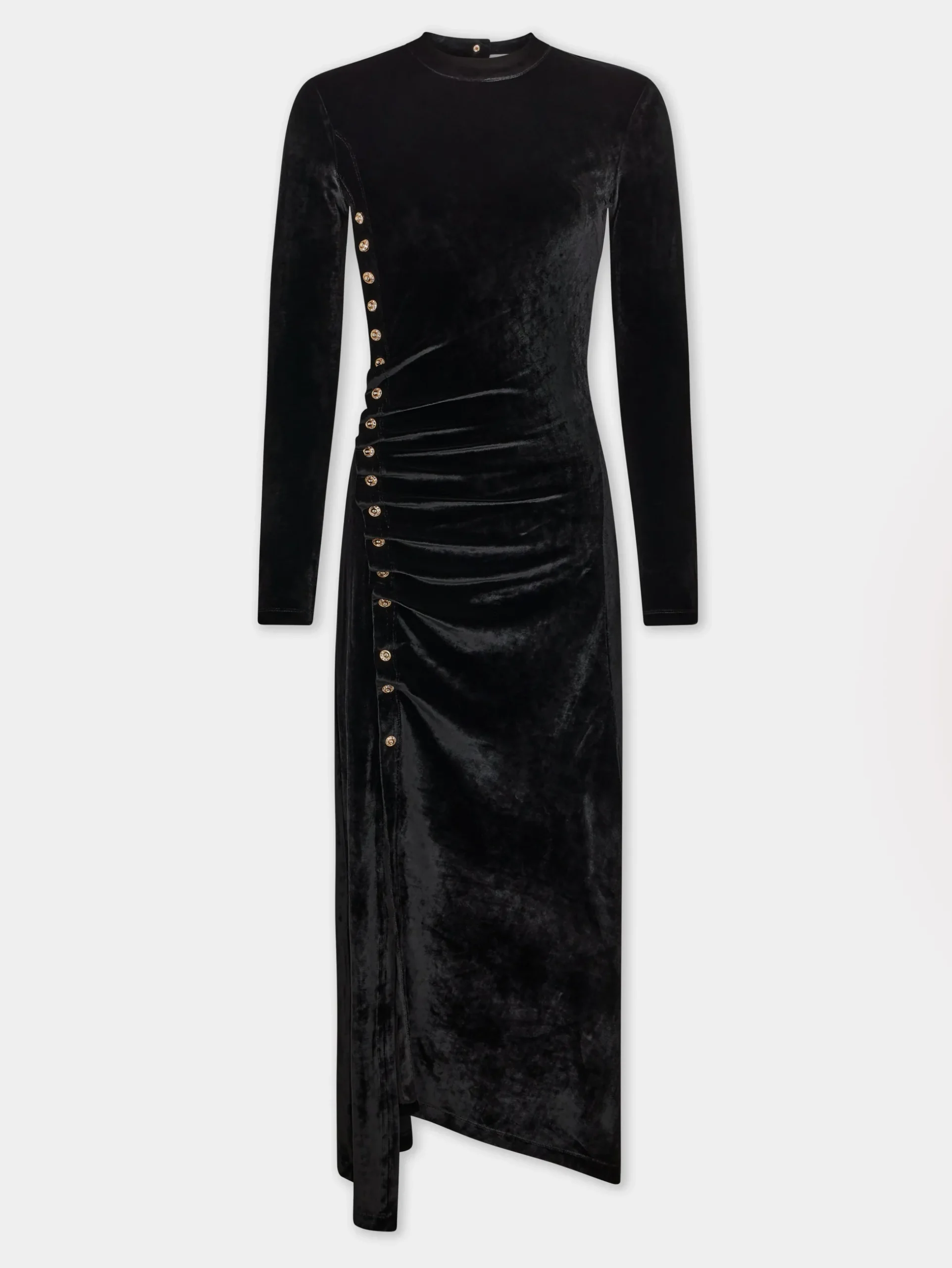 BLACK LONG DRAPED DRESS IN VELVET | Rabanne Cheap