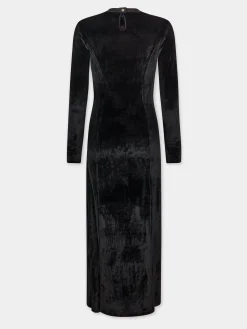 BLACK LONG DRAPED DRESS IN VELVET | Rabanne Cheap