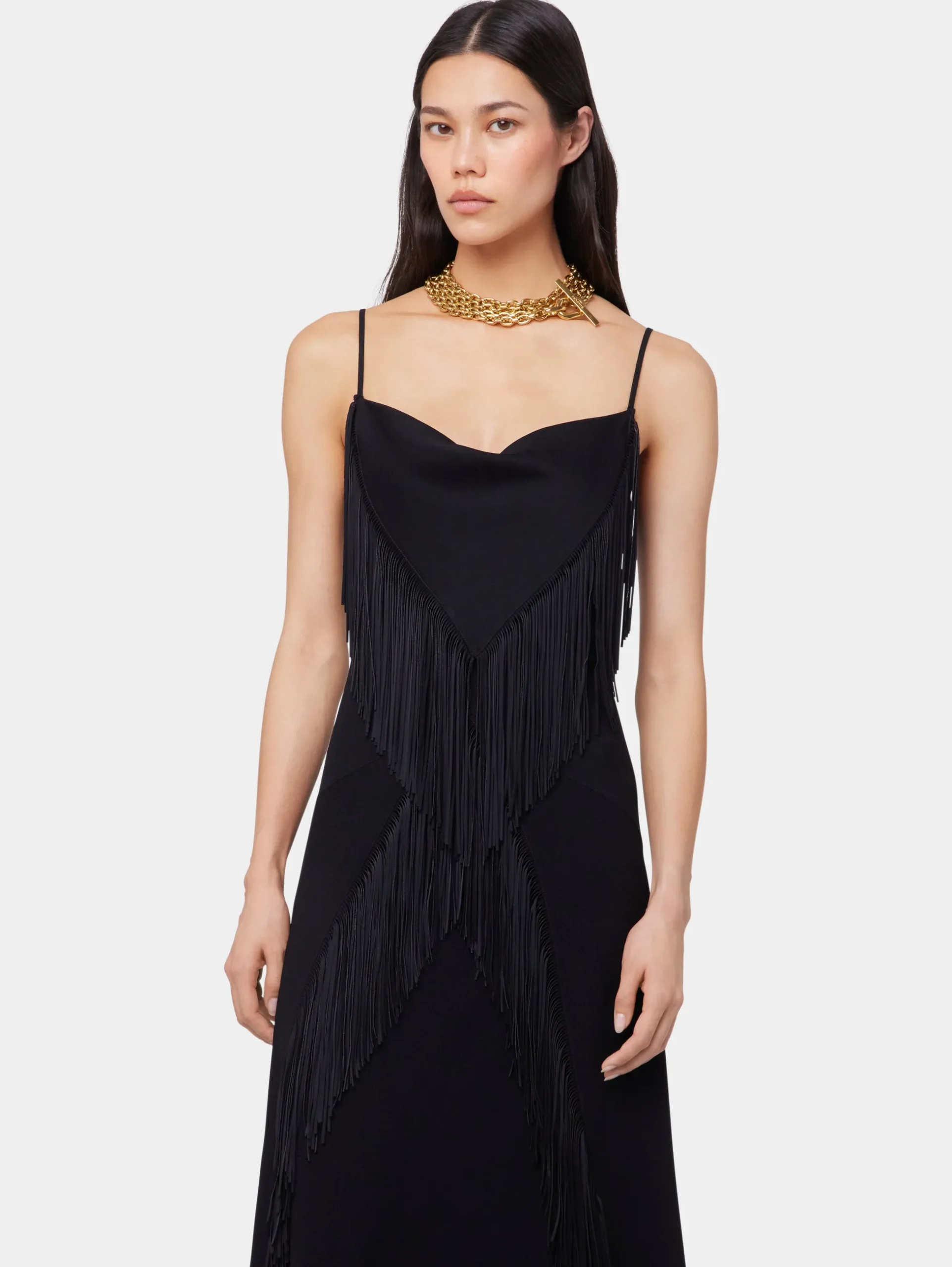 BLACK LONG DRESS IN CREPE | Rabanne Best