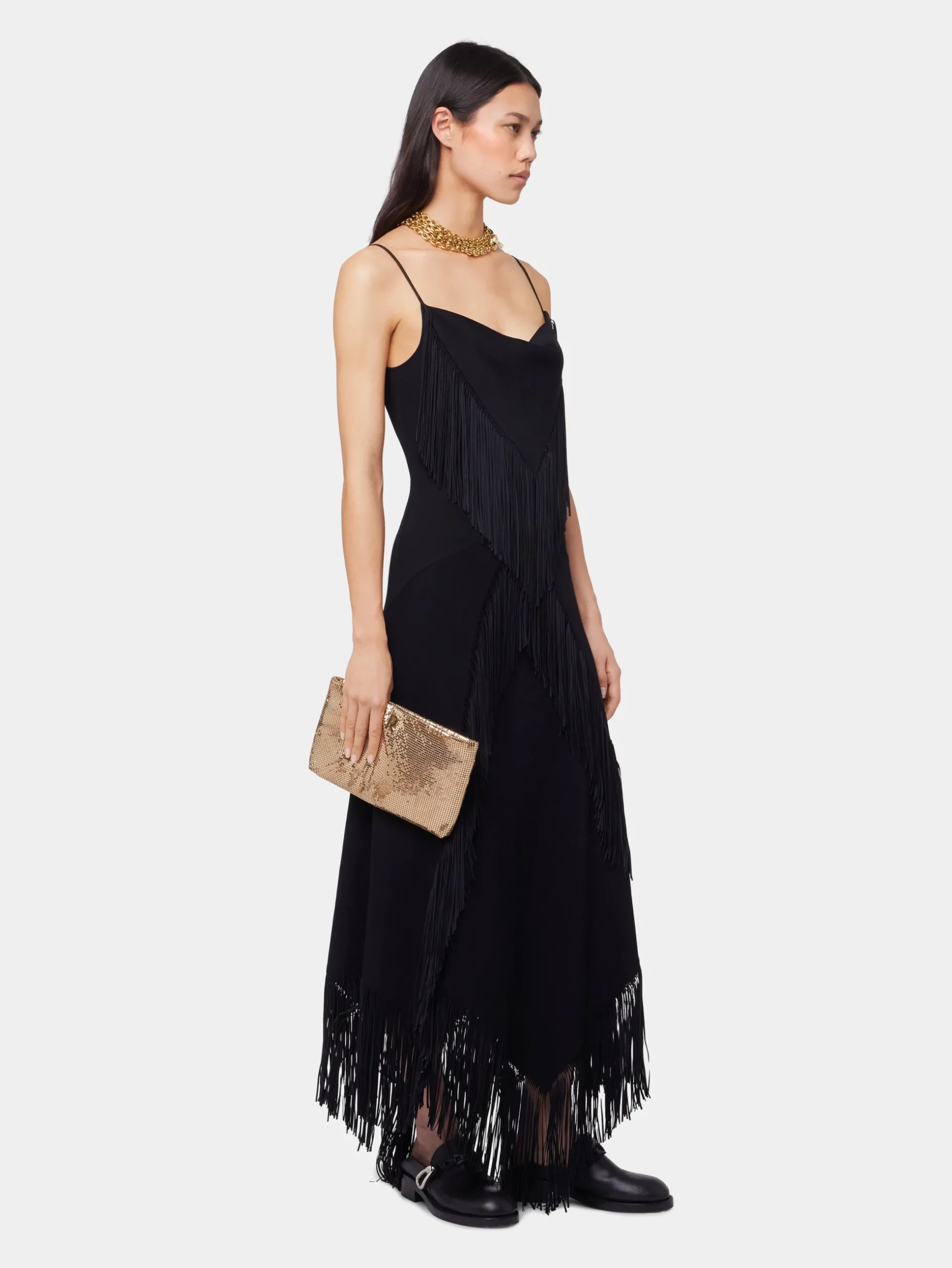 BLACK LONG DRESS IN CREPE | Rabanne Best