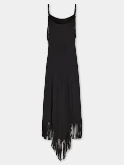 BLACK LONG DRESS IN CREPE | Rabanne Best