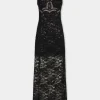 BLACK LONG DRESS IN LACE | Rabanne Discount