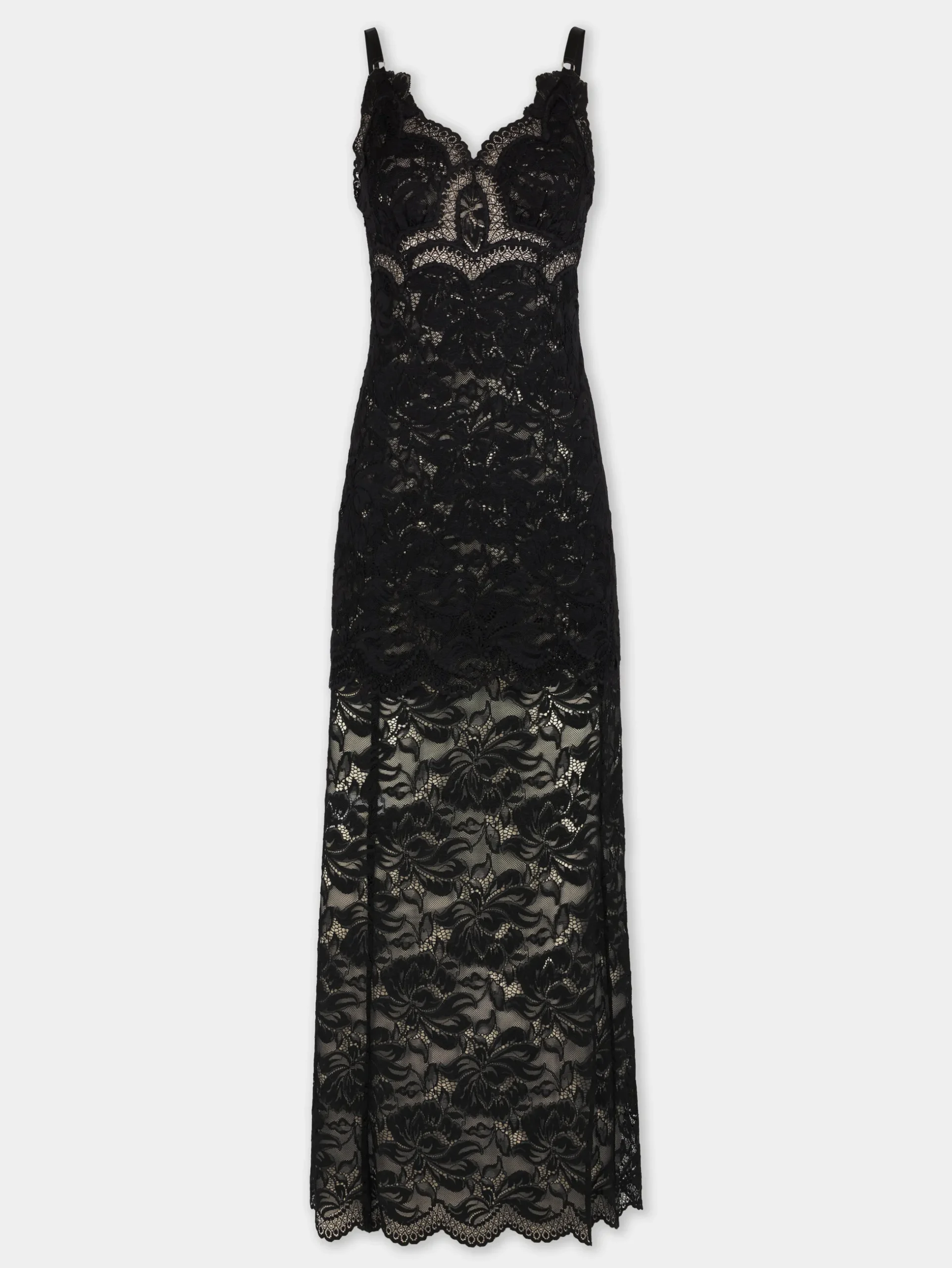 BLACK LONG DRESS IN LACE | Rabanne Discount