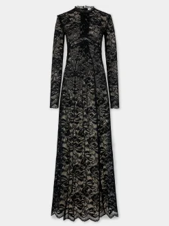 BLACK LONG DRESS IN LACE | Rabanne Flash Sale