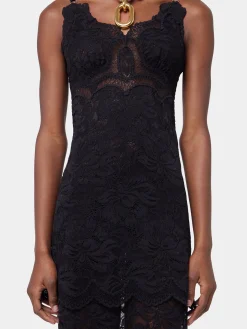 BLACK LONG DRESS IN LACE | Rabanne Discount