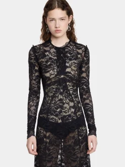 BLACK LONG DRESS IN LACE | Rabanne Flash Sale