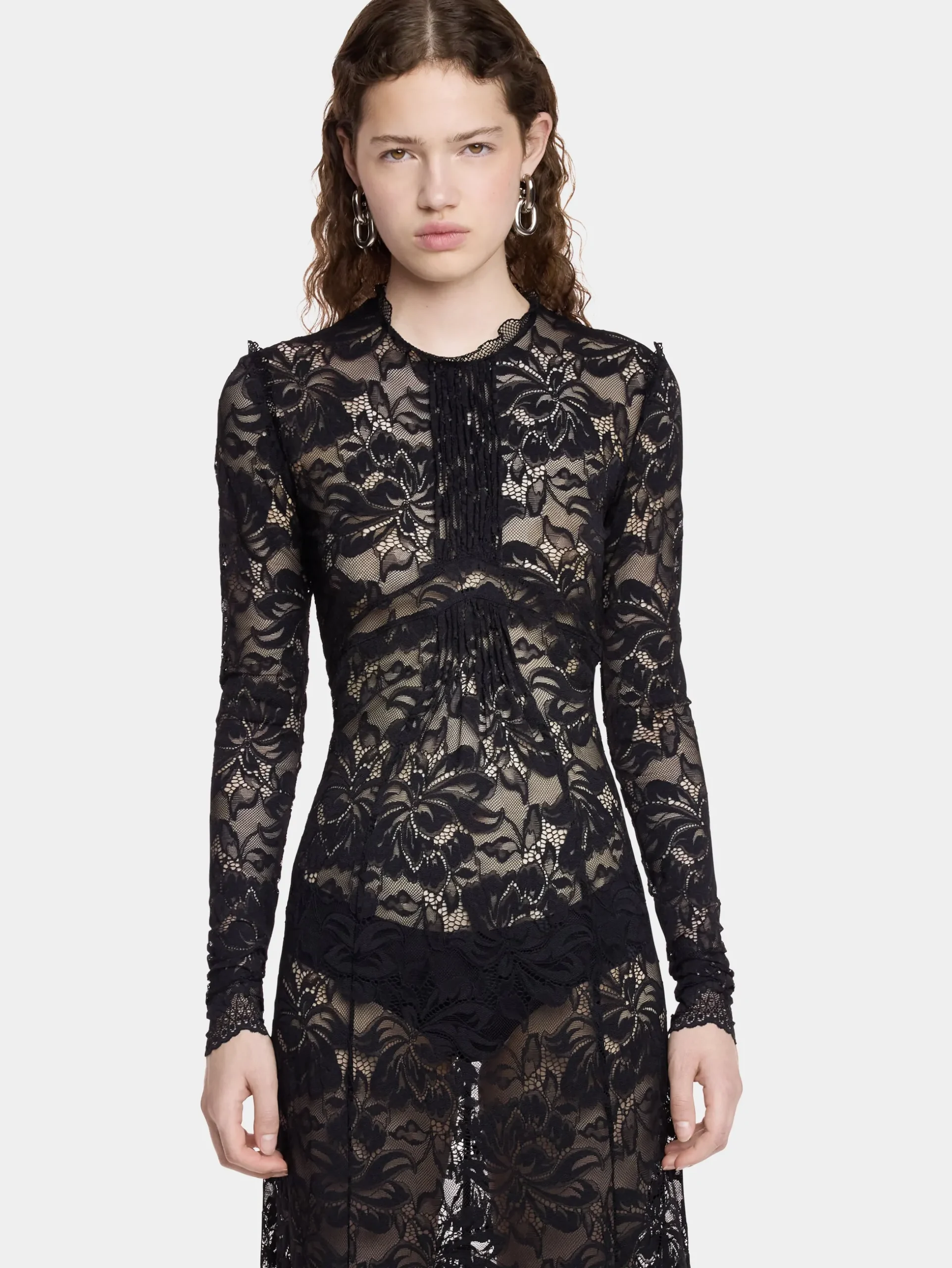 BLACK LONG DRESS IN LACE | Rabanne Flash Sale