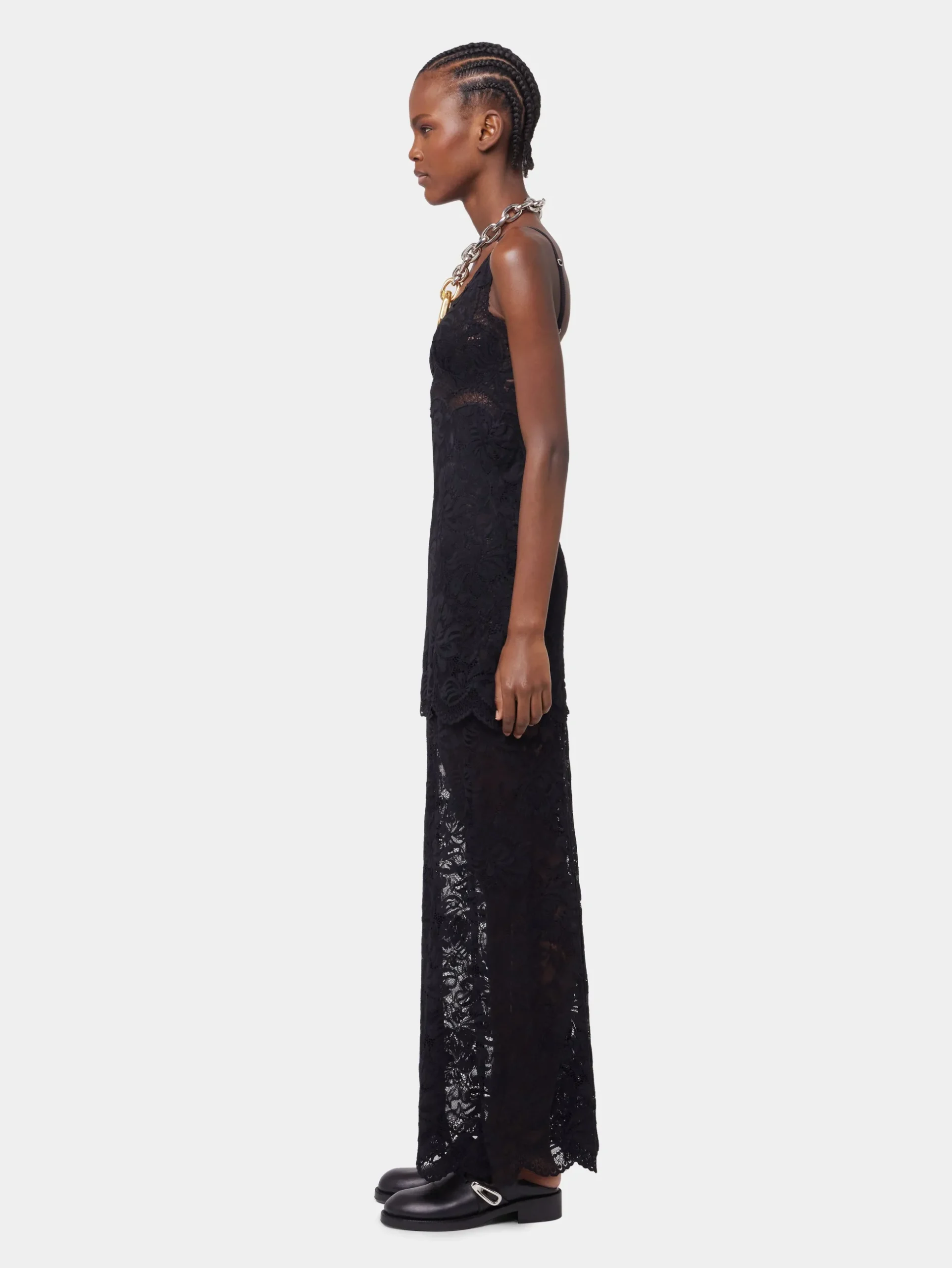 BLACK LONG DRESS IN LACE | Rabanne Discount