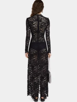 BLACK LONG DRESS IN LACE | Rabanne Flash Sale